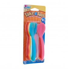 THE FIRST YEARS Take & Toss Toddler Flatware (6forks / 6spoons)